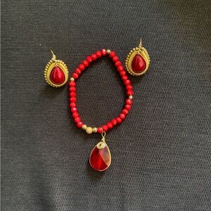 Elegant Red and Gold Jewelry Set